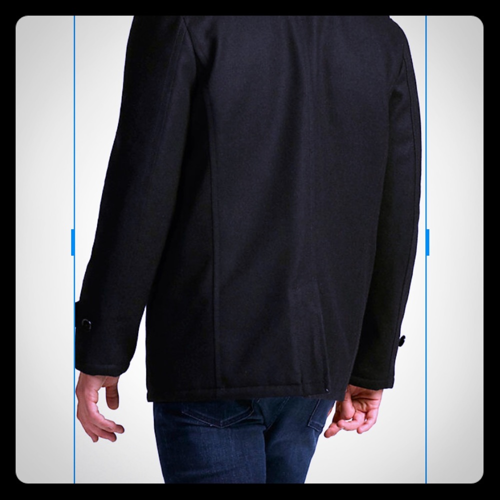 Black Recycled Wool Water-Resistant Peacoat